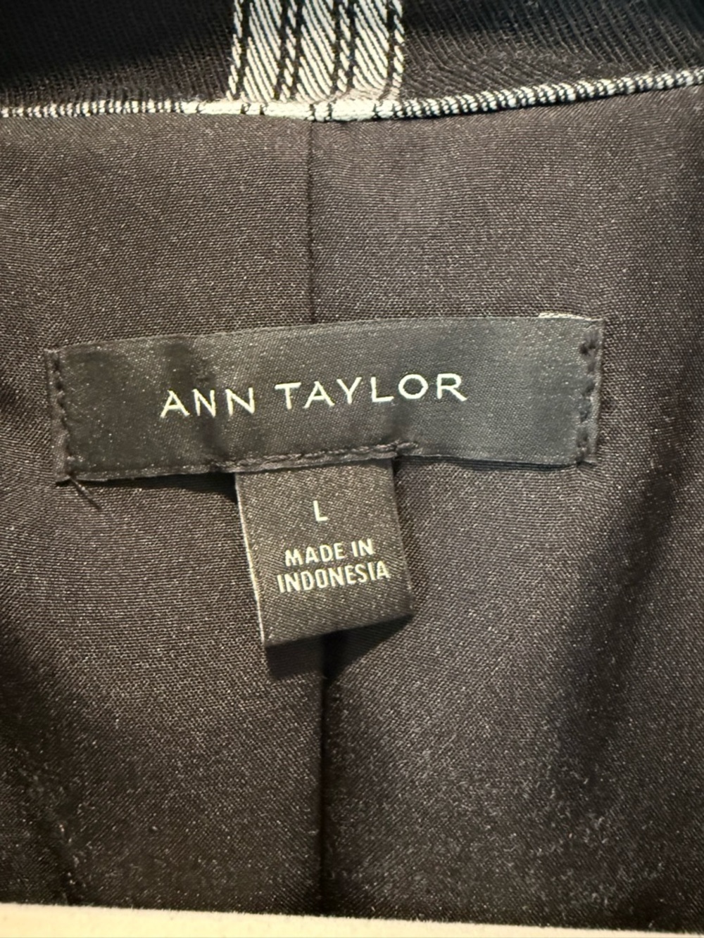 Ann Taylor Workwear Black and White Plaid Double-Breasted Blazer Women’s Large - Picture 5 of 11